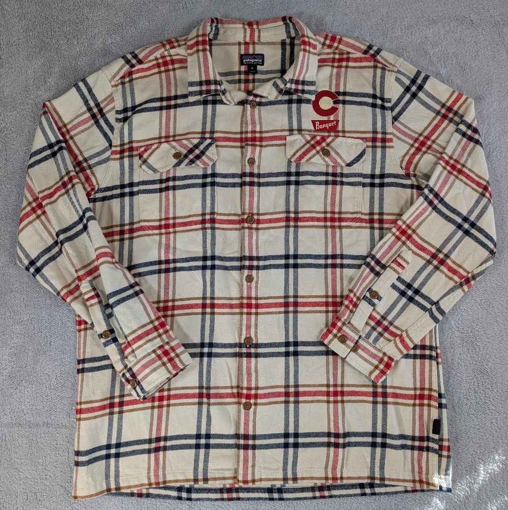 Patagonia Mens XL Organic Cotton Flannel Shirt Plaid Coors Banquet Patch 53947 - Picture 2 of 7